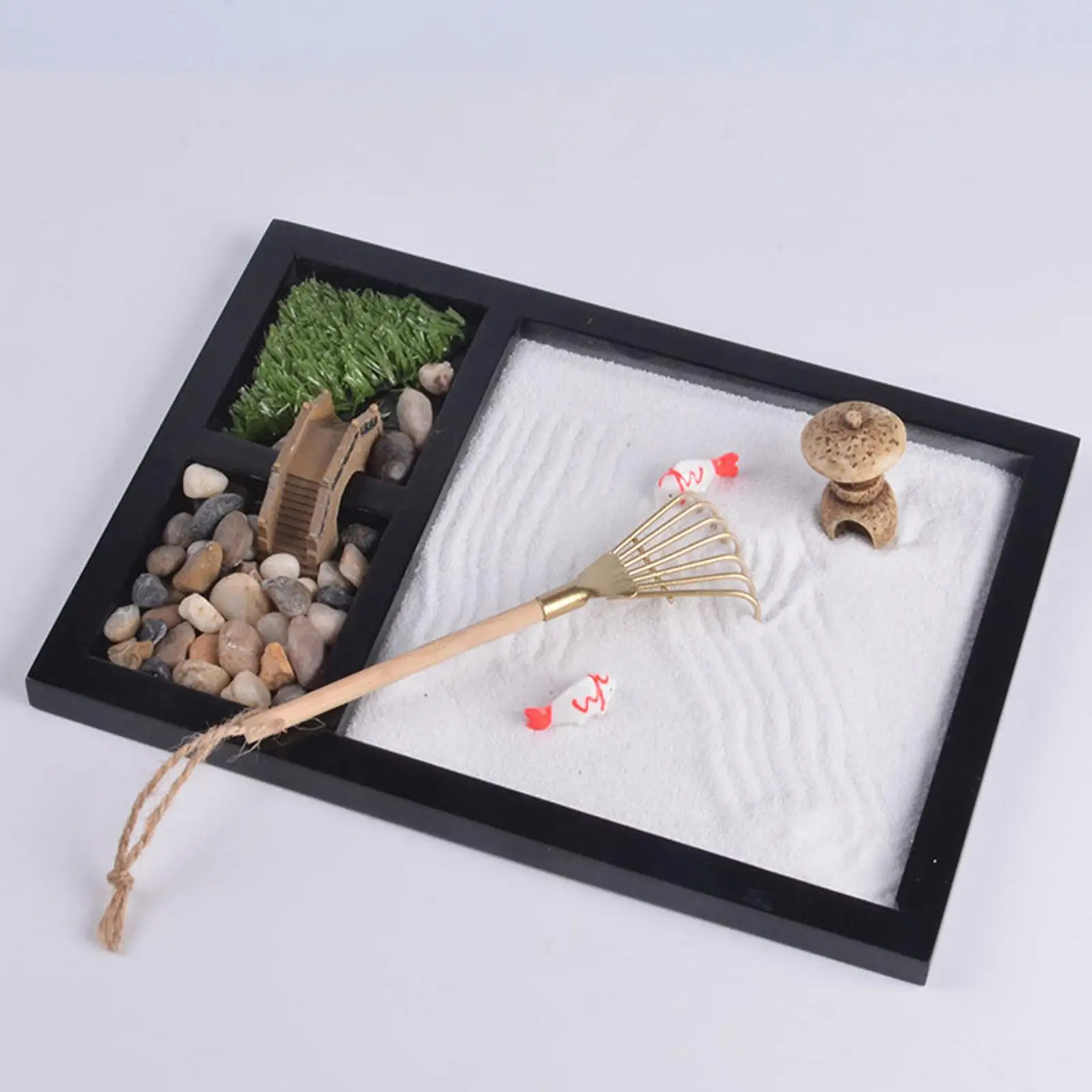 Zen Garden Kit Relaxation Mirco Landscape with Incense Holder for Desktop