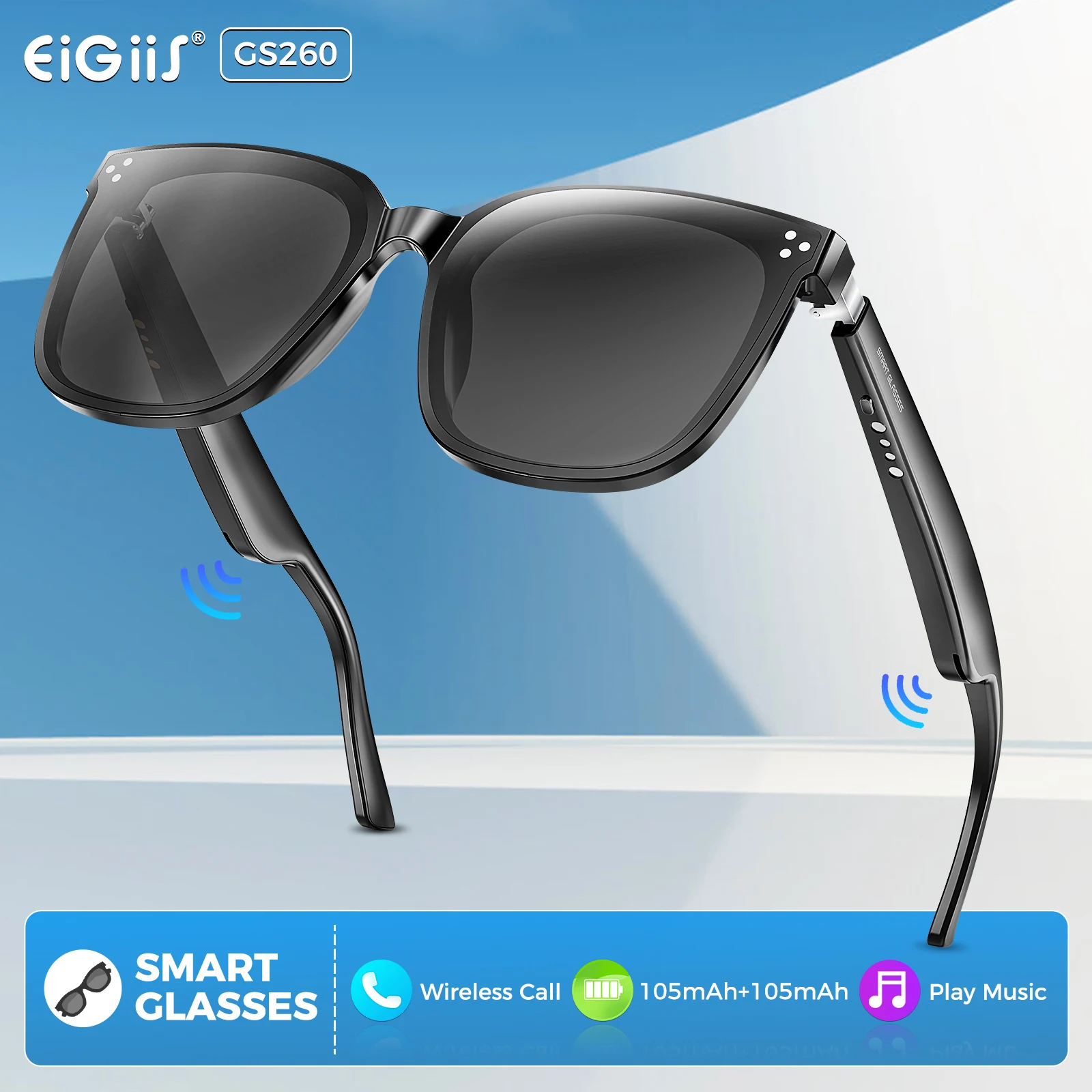 EIGIIS Smart Glasses Bluetooth Sunglasses with Wireless Audio UV400 Protection Sun Glasses for Men Women Outdoor Sports cycling sunglasses