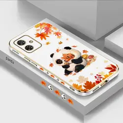 Maple Leaf Panda Luxury Plating Phone Case for MOTO G9(G9 Play) (White)