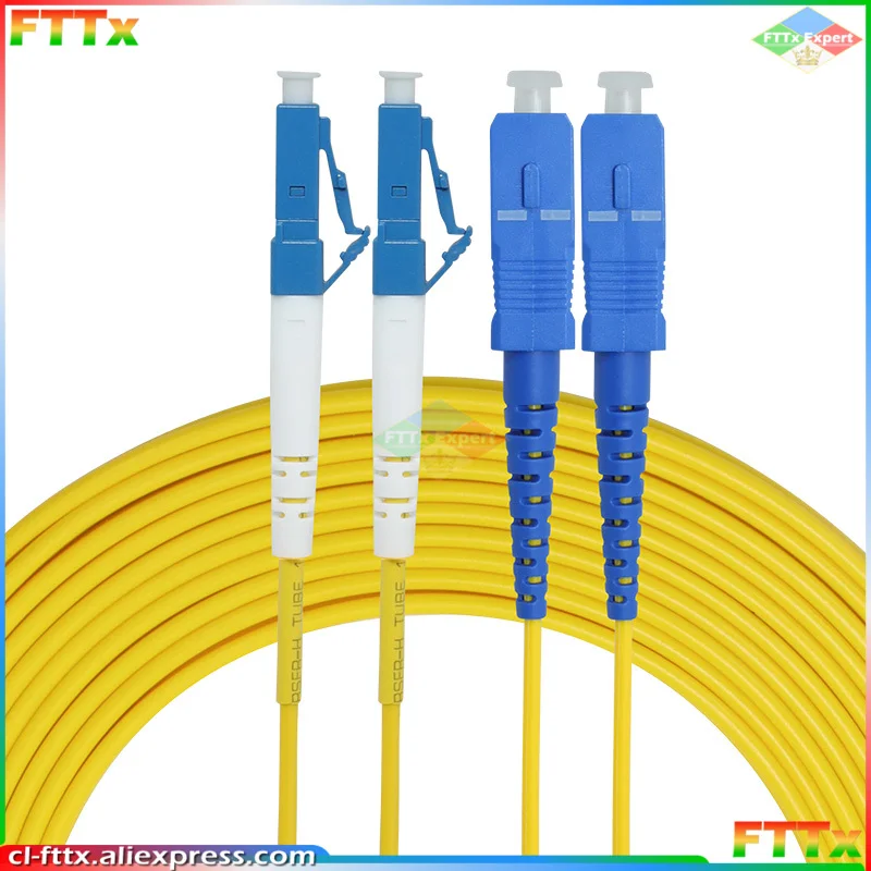 Free shipping 10pcs/lot SC-LC Single Mode Duplex Fiber Optic Patch Cord FTTH LC Duplex fiber optic patch cable Fiber