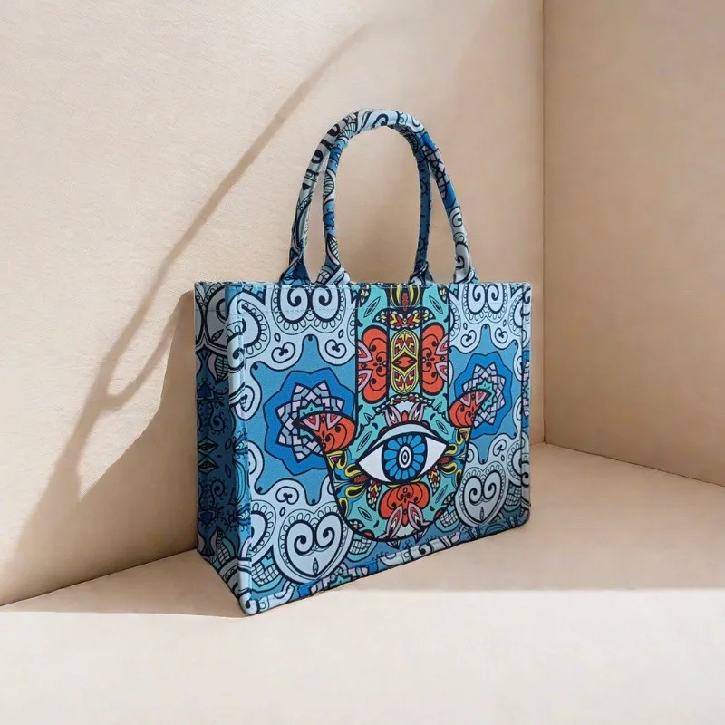 2024 New Trendy Canvas Casual Handbag Women's Shoulder Bag Outdoor Handheld Tote Bag