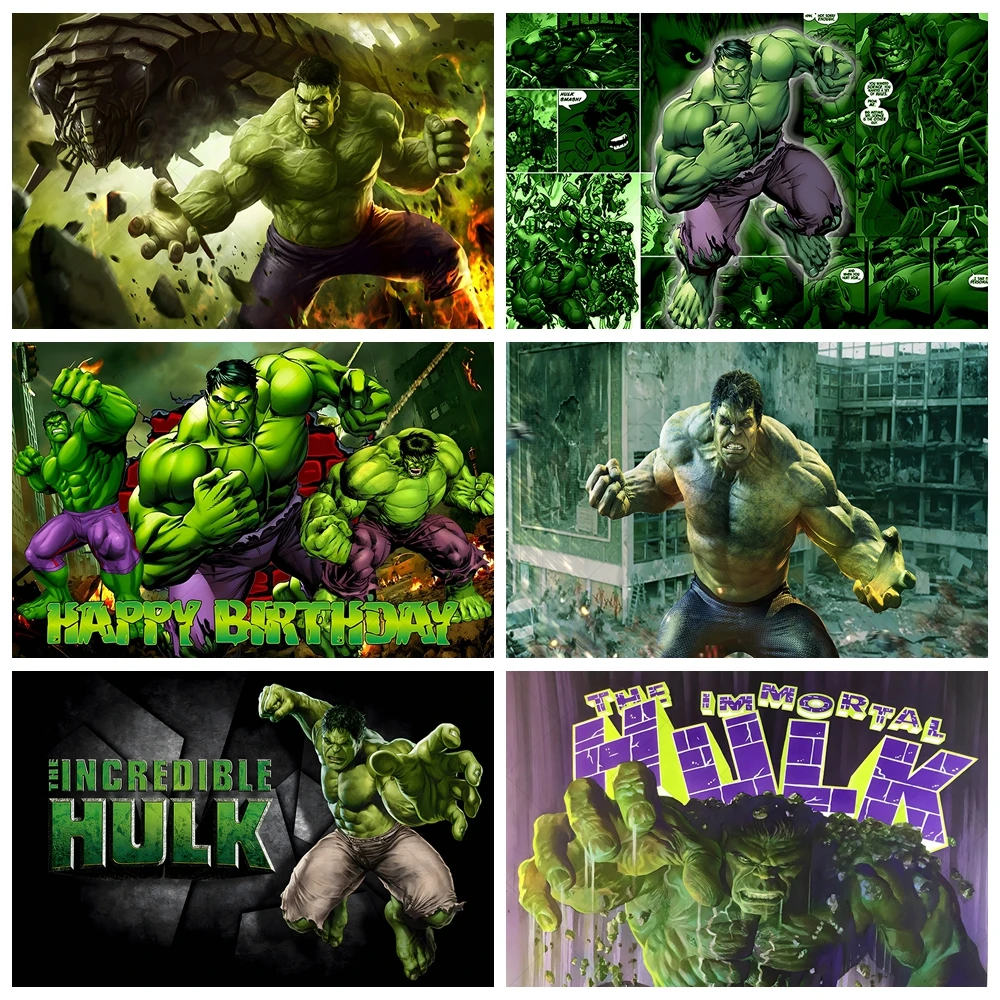 Green Guy Hulk Photography Backdrop Superhero Kids Boy Birthday Party Decoration Banner Baby Shower Photo Background Prop