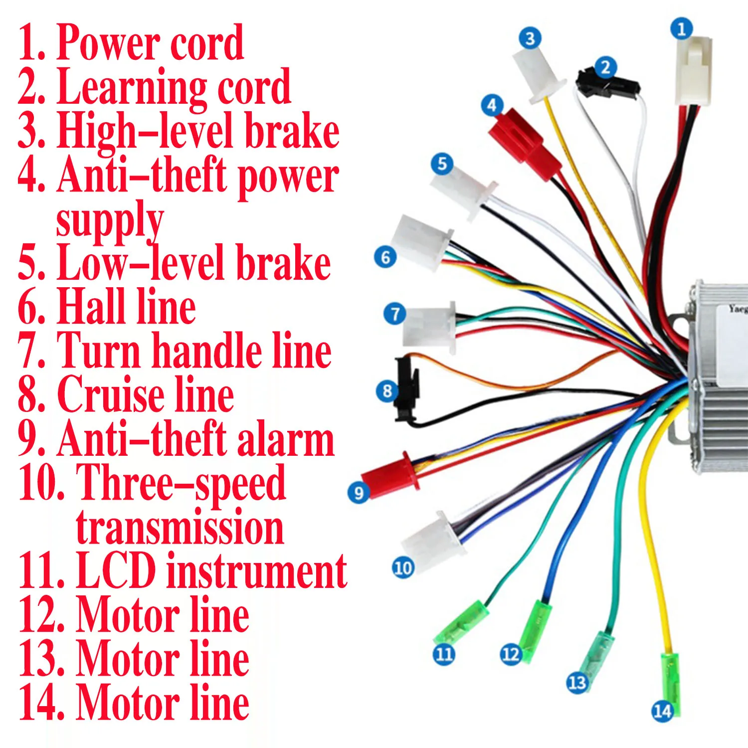 350W/450W/500W/800W three-mode sine wave controller 48V/52V/64V e-bike brushless