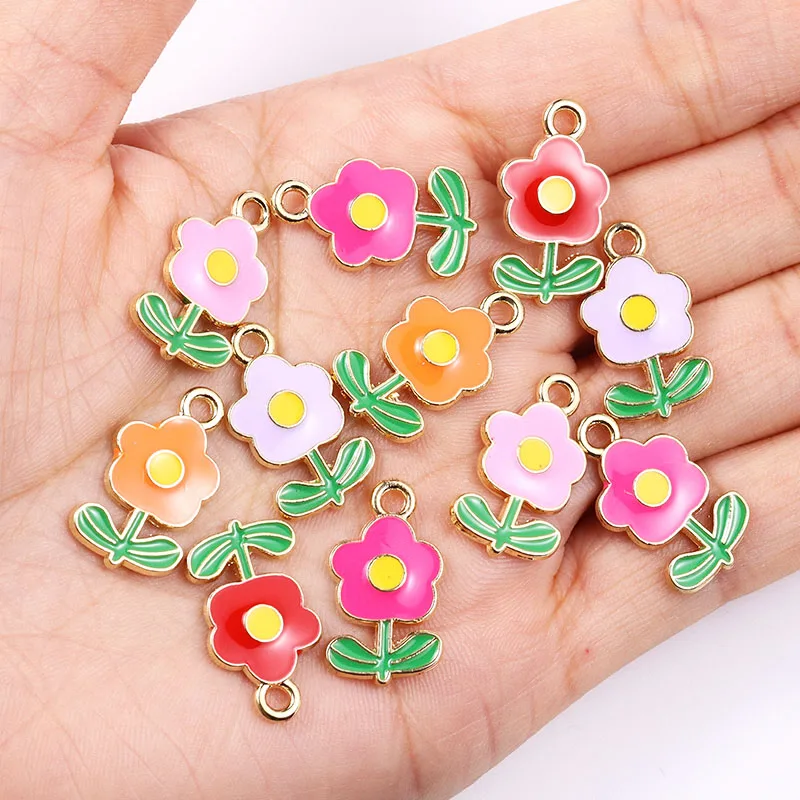 20Pcs1119mmEnamelFlowerCharmsCuteRosePendantforNecklace