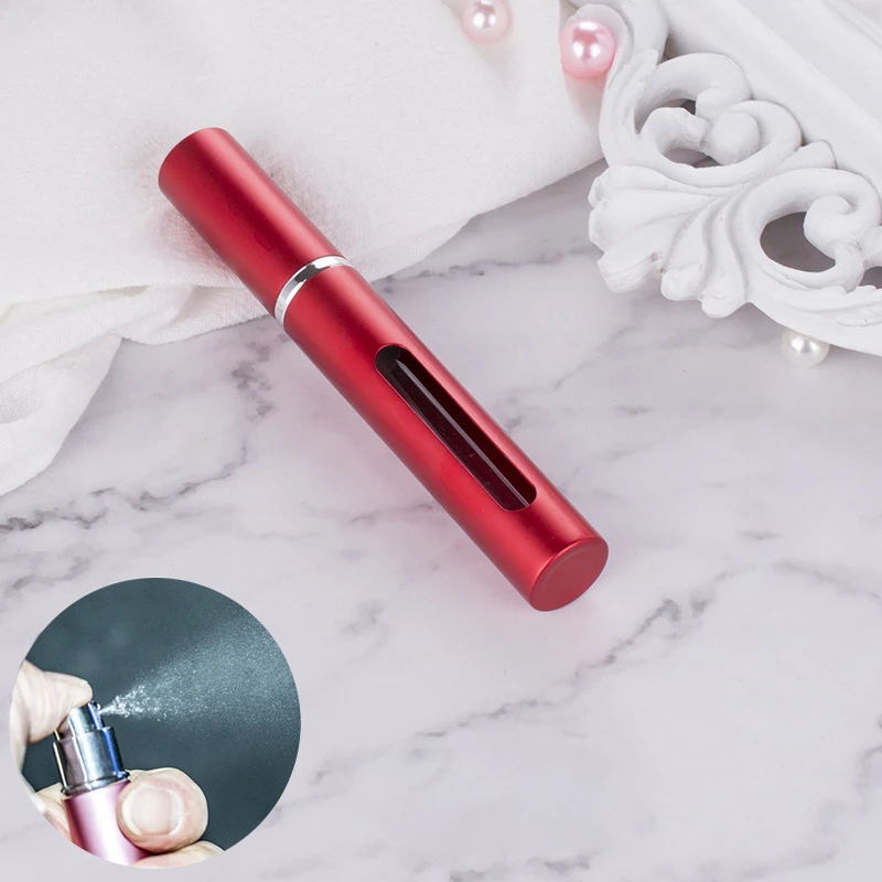 1PC 5/10ml Portable Perfume Bottle Refillable Metal Spray Pump Aluminum Empty Glass Atomizer Travel Women Cosmetic Containers