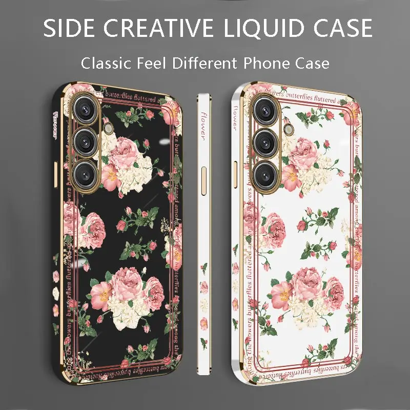 Pink Rose Luxury Plating Phone Case Cover
