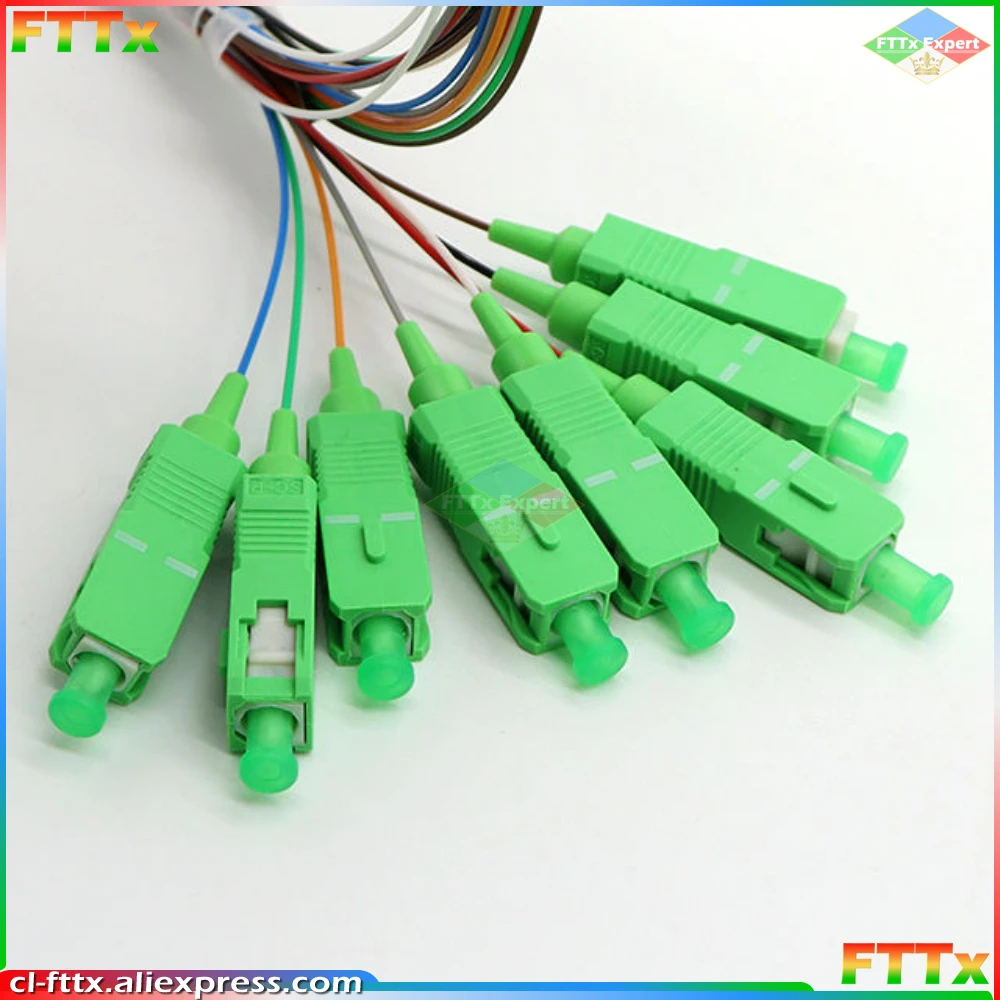 5/10/20pcs/lot 1X8 PLC Fiber Optic Splitter Color/White Best Price SC/APC SM 0.9mm Fiber Optic Splitter Unequal G657A1 LSZH 1m