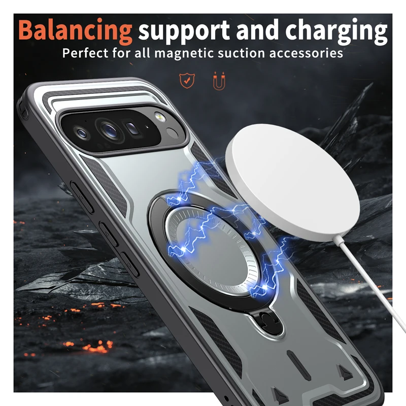 Military Drop-Proof Hard Case with 360° Adjustable Ring Stand