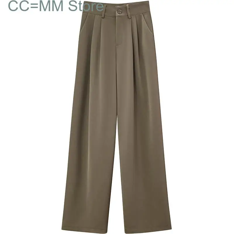 New High Waist Suit Pants Women Fashion Office Ladies Solid Straight Women Pants Chic Casual Wide Leg Pants Women