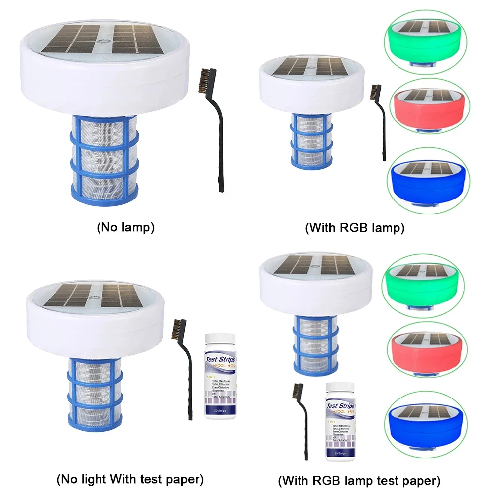 Solar Copper Pool Ionizer Automatic Pool Cleaner 85% Less Chlorine Automatic Pool Cleaner RGB LED Night Light Up To 35000 Gal