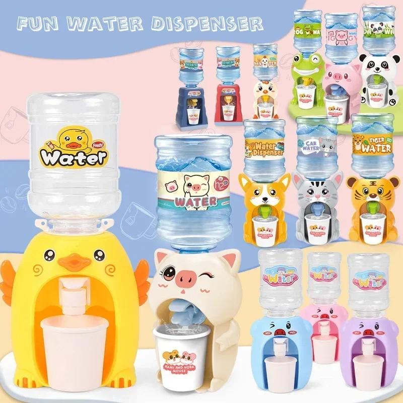 3D Mini Water Dispenser Cute Baby Toy Drinking Water Cooler Lifelike Children Cartoon Simulation Device for Kids