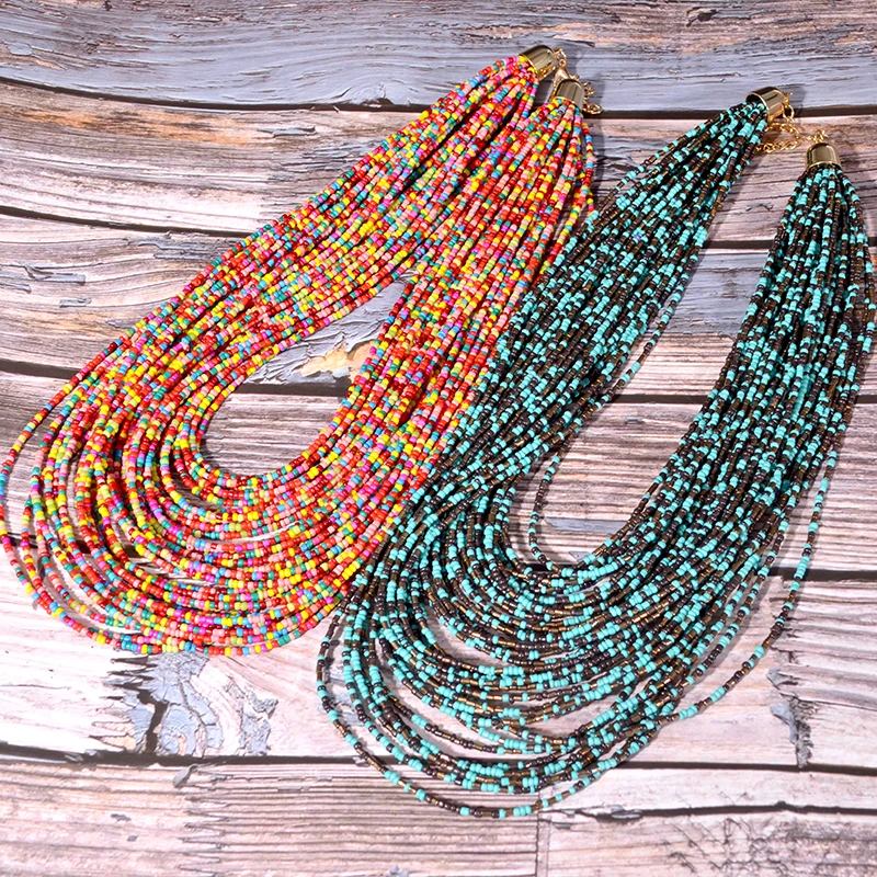 Handmade Necklaces African Beaded Bib Necklace Vintage African