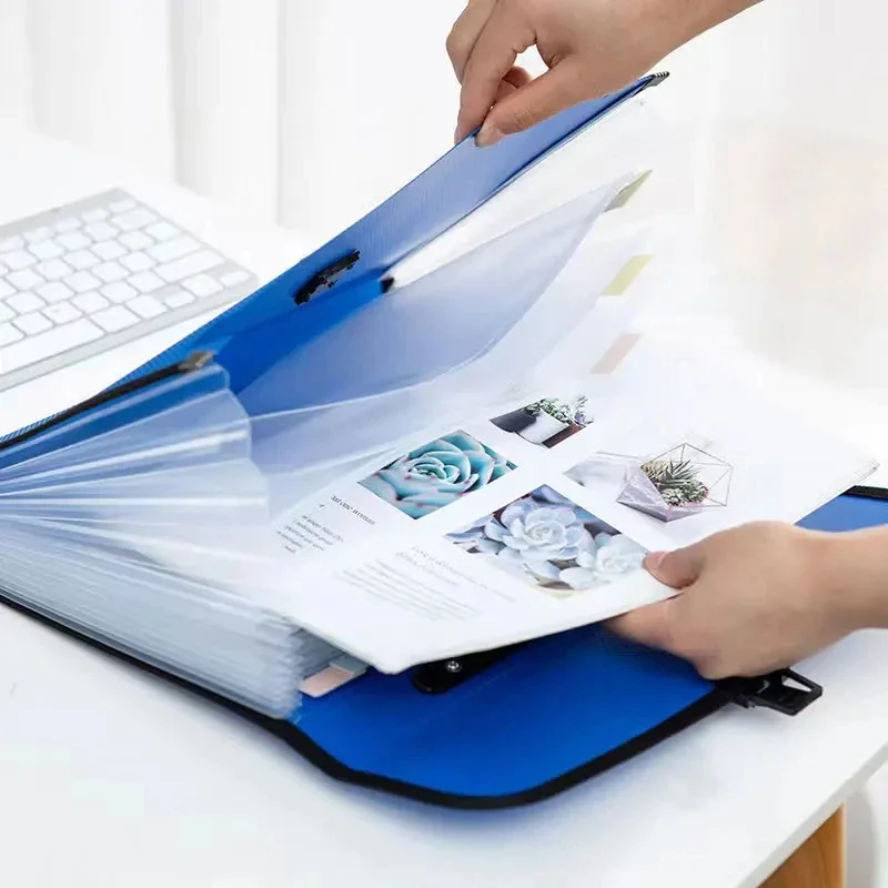 A4 Portable Folder Storage Bag 13 Pocket Accordion Information Test Paper File Office Document Organization