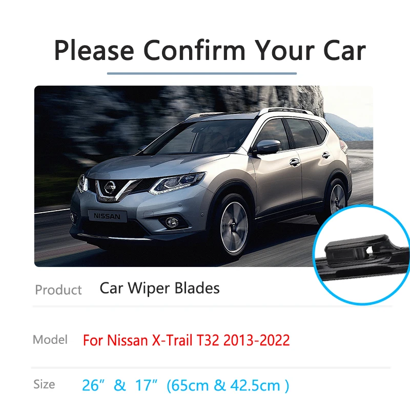 For Nissan X-Trail X Trail T32 2013~2022 Front Rear Wiper Blades