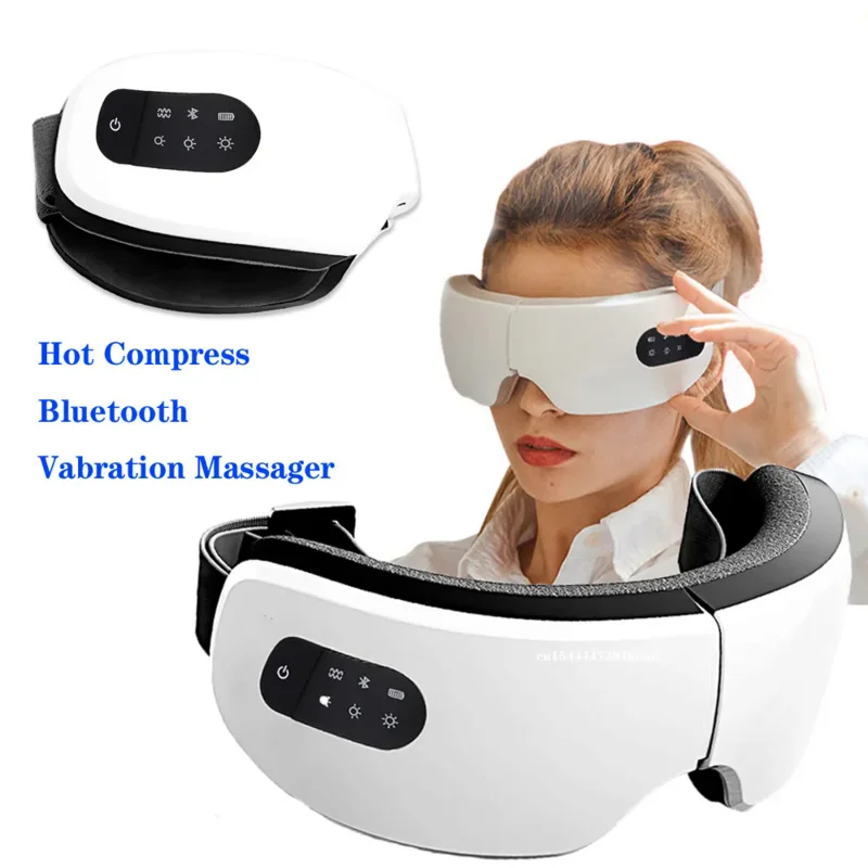 Updated Smart Eye Massager Hot Compress Bluetooth Music Heating Fatigue Relief Foldable USB Charging Eye Care t67 cross border fm transmitter bluetooth hands free aux u disk music player pd fast charging car mp3