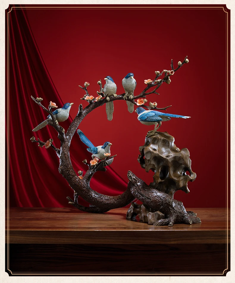 

Китайские медные поделки, талисманы, украшения, фигурки в виде волшебника и цветка сливы для дома, офиса, настольное украшение, хорошее значение