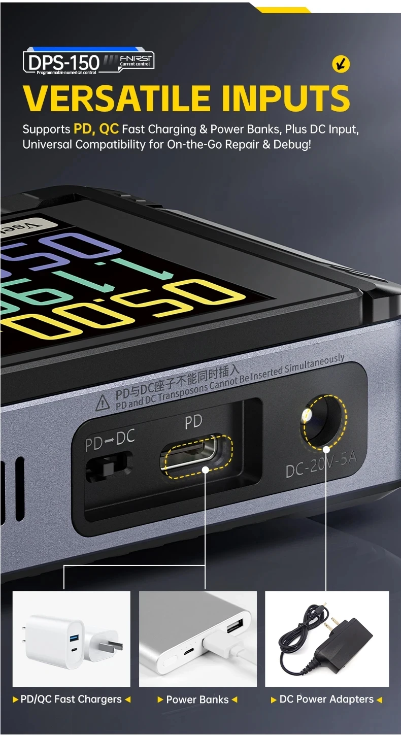Description Picture 6 of itemFNIRSI DPS-150 Laboratory DC Power Supply CNC Adjustable 30V 5A Digit Display Mini Portable Regulator Switching Power Supply