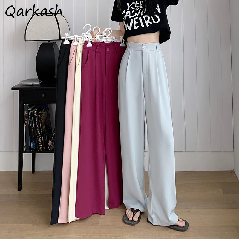 

Wide Leg Pants for Women High Waist 5 Colors Baggy Elegant Females Korean Style Vintage Trousers 2022 Summer College New Arrival