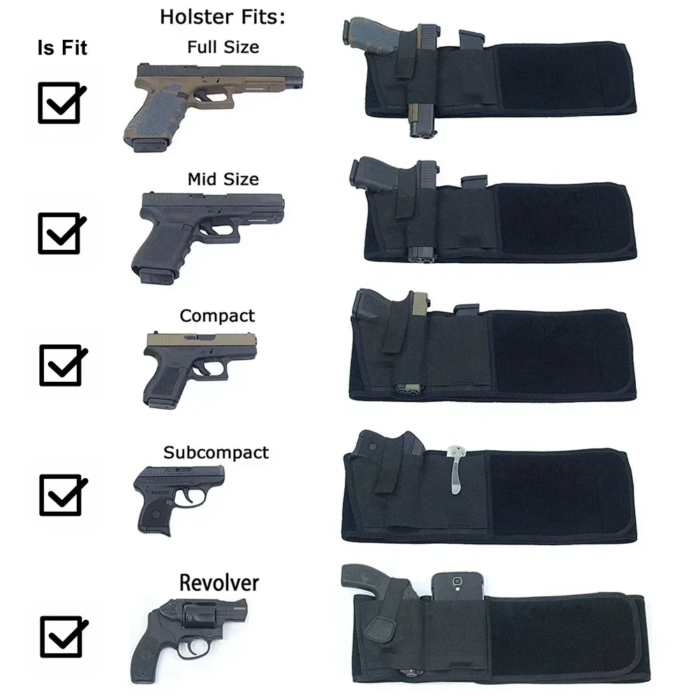Pistol Holster Belly Gun Holster Belt Concealed Carry Waist Band Magazine Bag Invisible