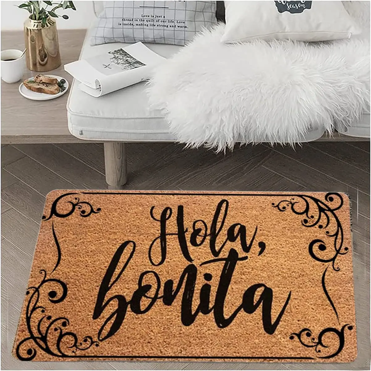 

Hola Bonita French Door Mat Rubber Backing Anti-Slip Entrance Welcome Doormat Bath Living Room Porch Foot Floor Mat Home Decor