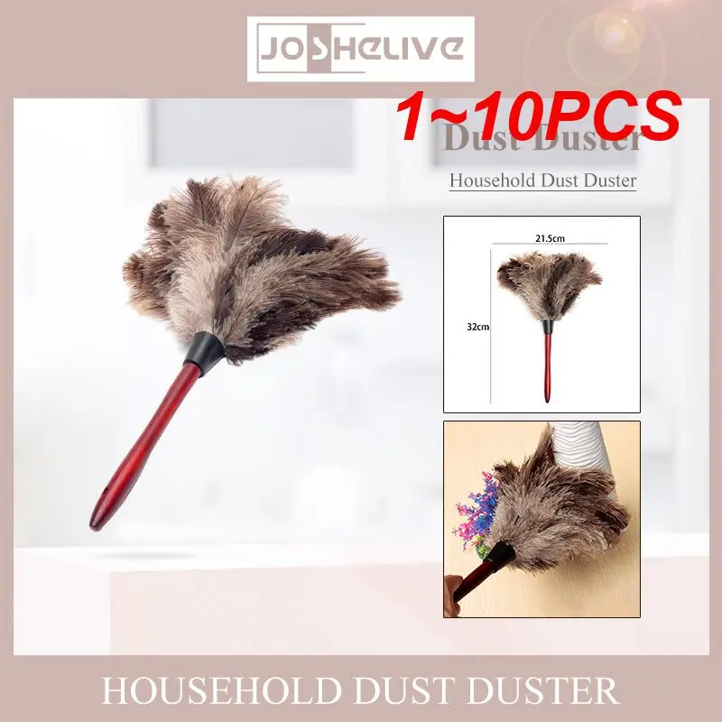 

Щетка для пыли с натуральными страусиными перьями, антистатический инструмент для уборки, деревянная ручка, домашняя мебель, автомобильный пылеочиститель, 1-10 шт., 32 см