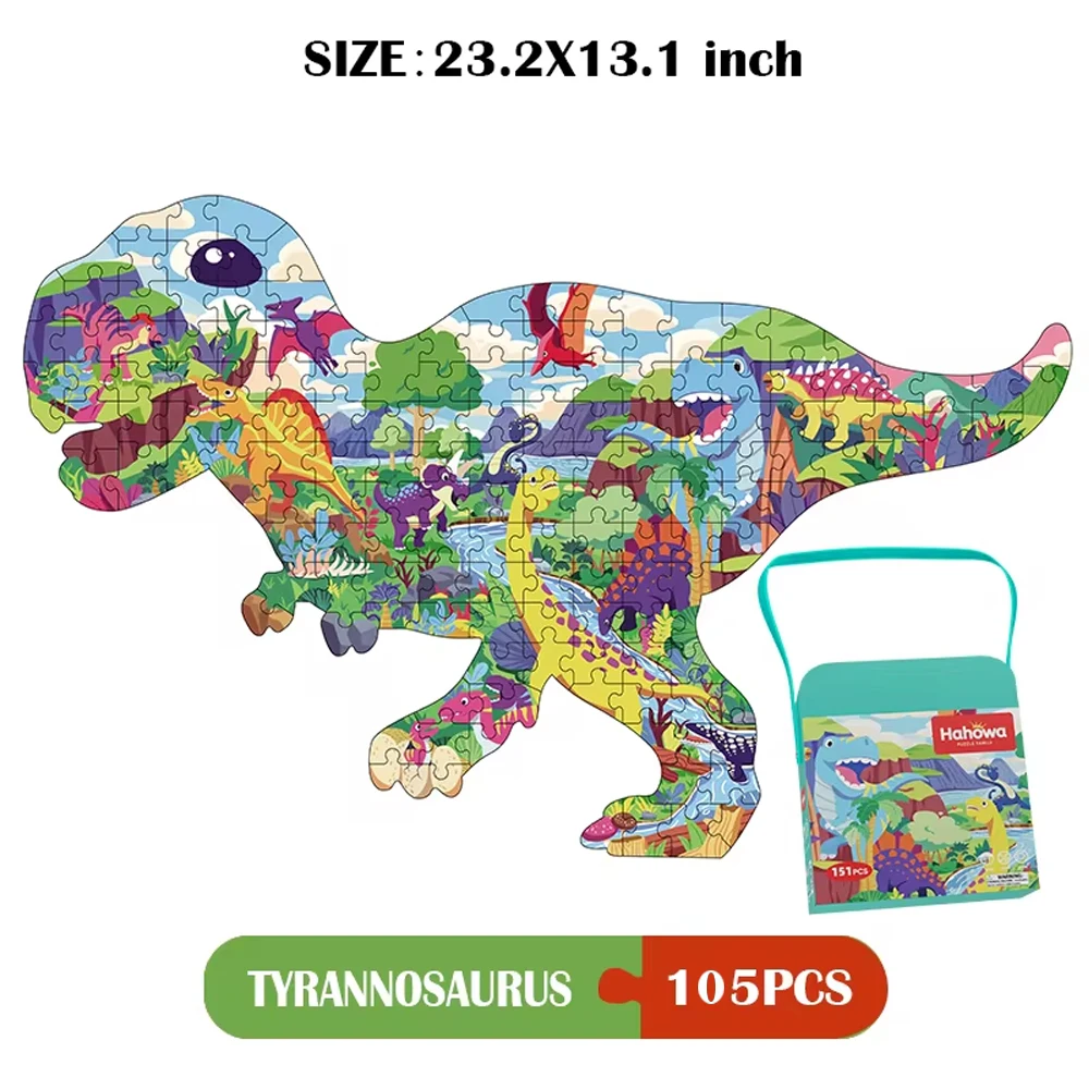 Hahowa Dinosaur Jigsaw Puzzle Kids Games Scenery For 3 Years Learning Animal Puzzles Educational Toys Children Birthday Gifts jigsaw puzzles wooden jigsaw puzzles wooden puzzle toys educational puzzles mini jigsaw puzzle