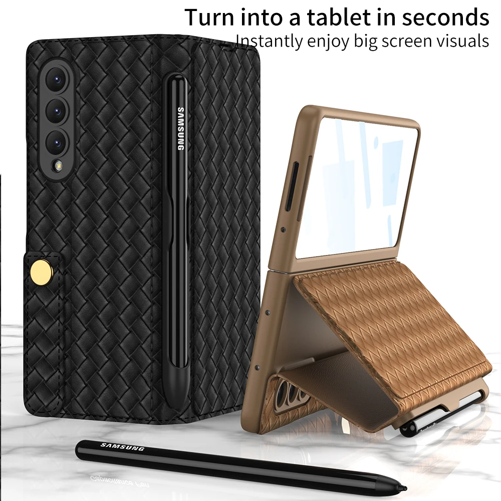 

Кожаный чехол с откидной ножкой для Samsung Galaxy Z Fold 4 Z Fold3