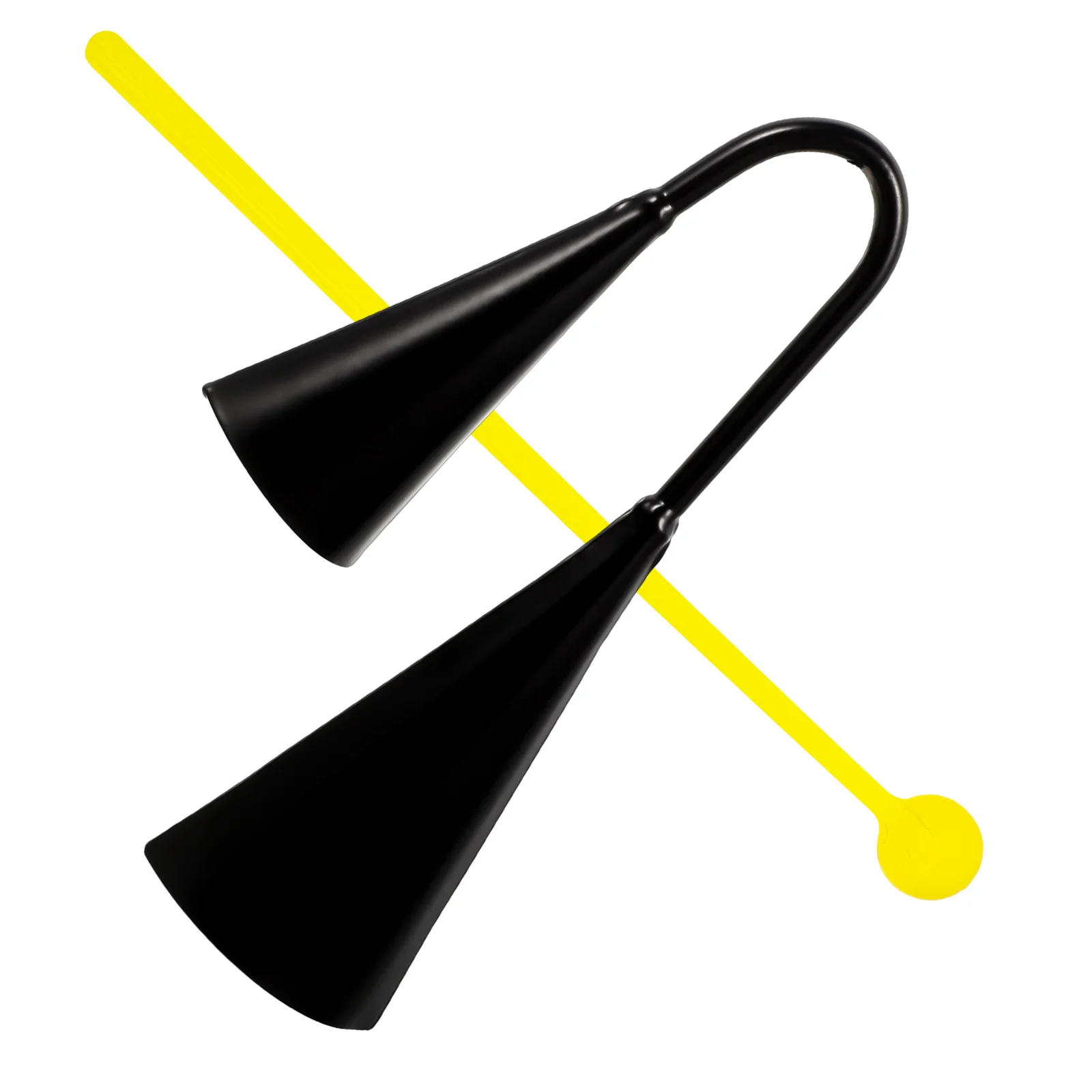 

Cowbell Metal Material Double Heads Durable Calling Bell Black Musical Instrument for Outdoor Class Enlightenment Music Parts