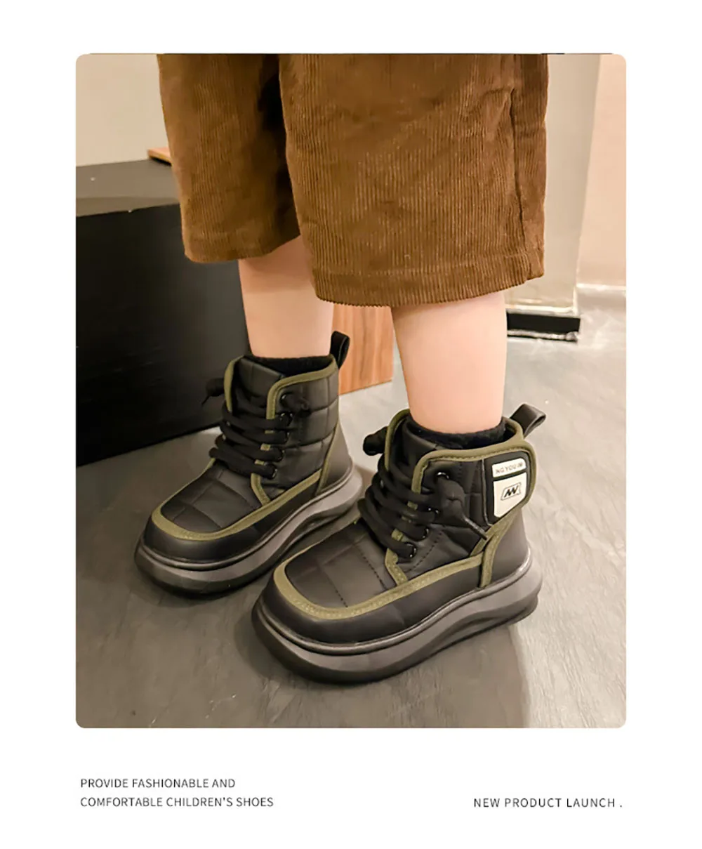 2024 Tendenza Moda Bambini Neve Antiscivolo Adolescente Ragazza Peluche Stivali Morbidi Suola Finta Pelliccia Cotone Scarpe Per Ragazzi_voghion.com
