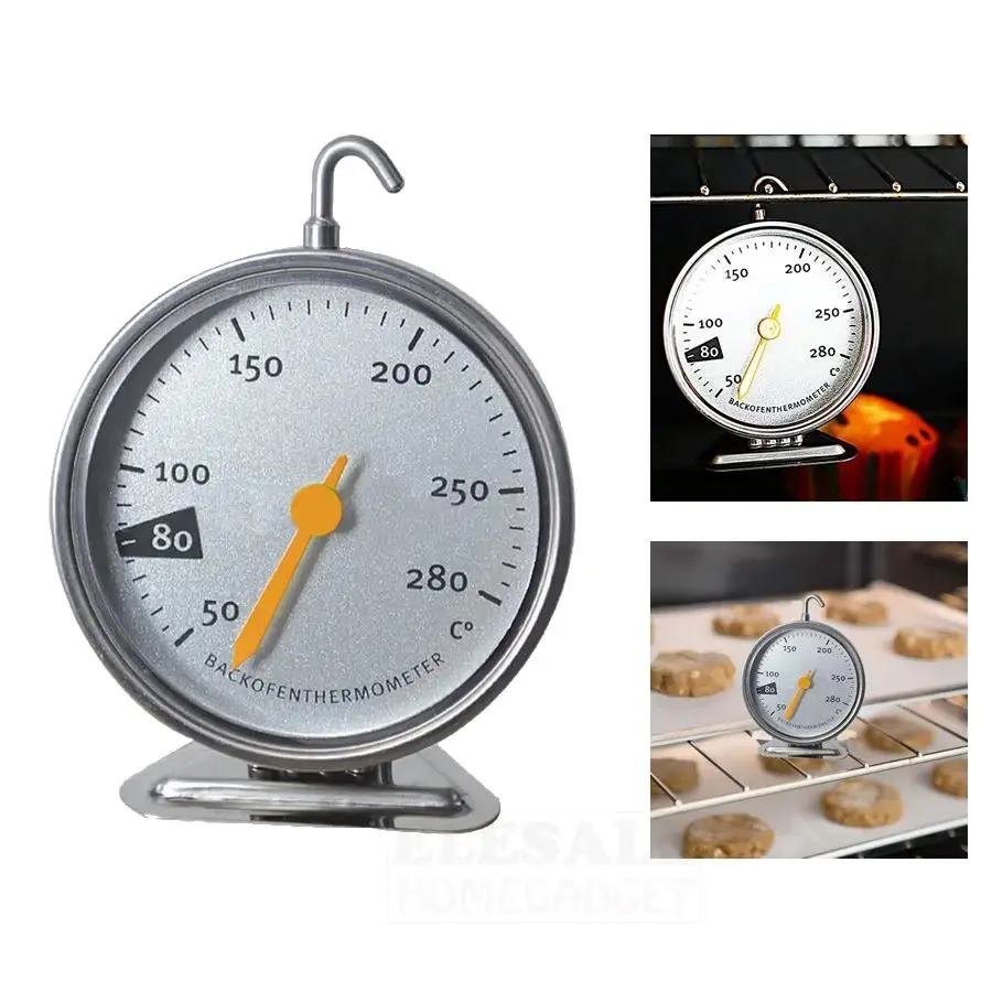 Stainless Steel Oven Thermometer New Large Dial Baking BBQ Cooking Meat Food Temperature Measurement Hang Stand Kitchen Supplies 4