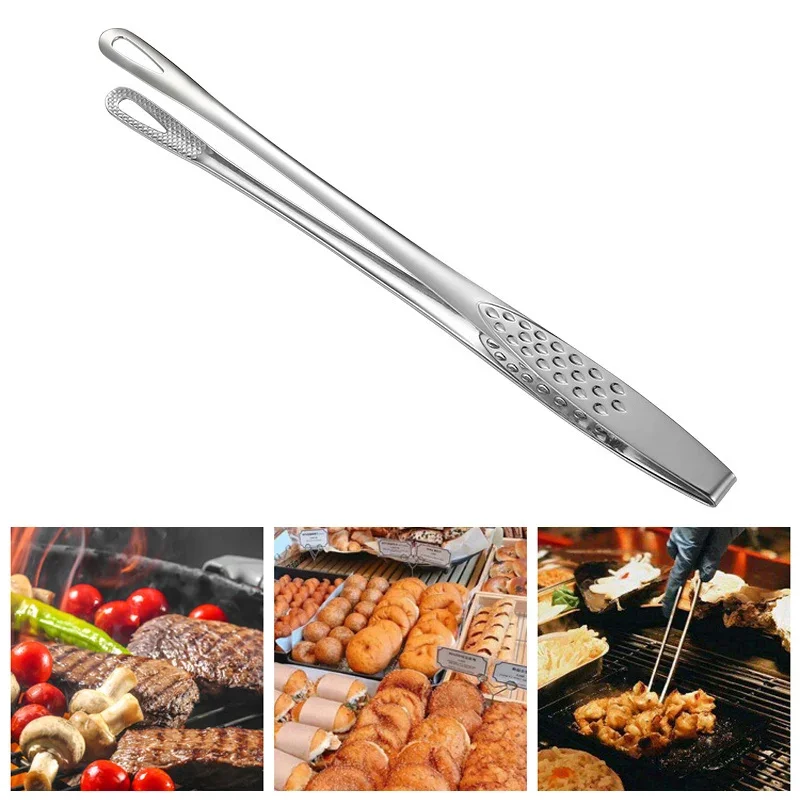 Food Tongs Stainless Steel Barbecue Tongs Meat Salad Food Serving Tweezers Long BBQ Grill Cooking Kitchen Utensils food tongs