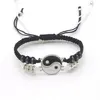 2 PC Jewelry Set Couple Black White Tai Chi Bracelet Rope Adjustable Chain Set Simple Style Daily Wear Jewelry 3