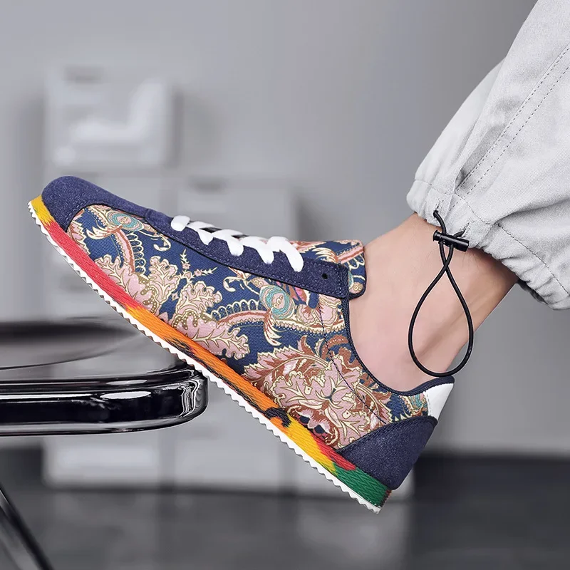 Designer Men's Casual Shoes Graffiti Printed Canvas Shoes for Men High Quality Breathable Running Shoes Lightweight Men Sneakers 5
