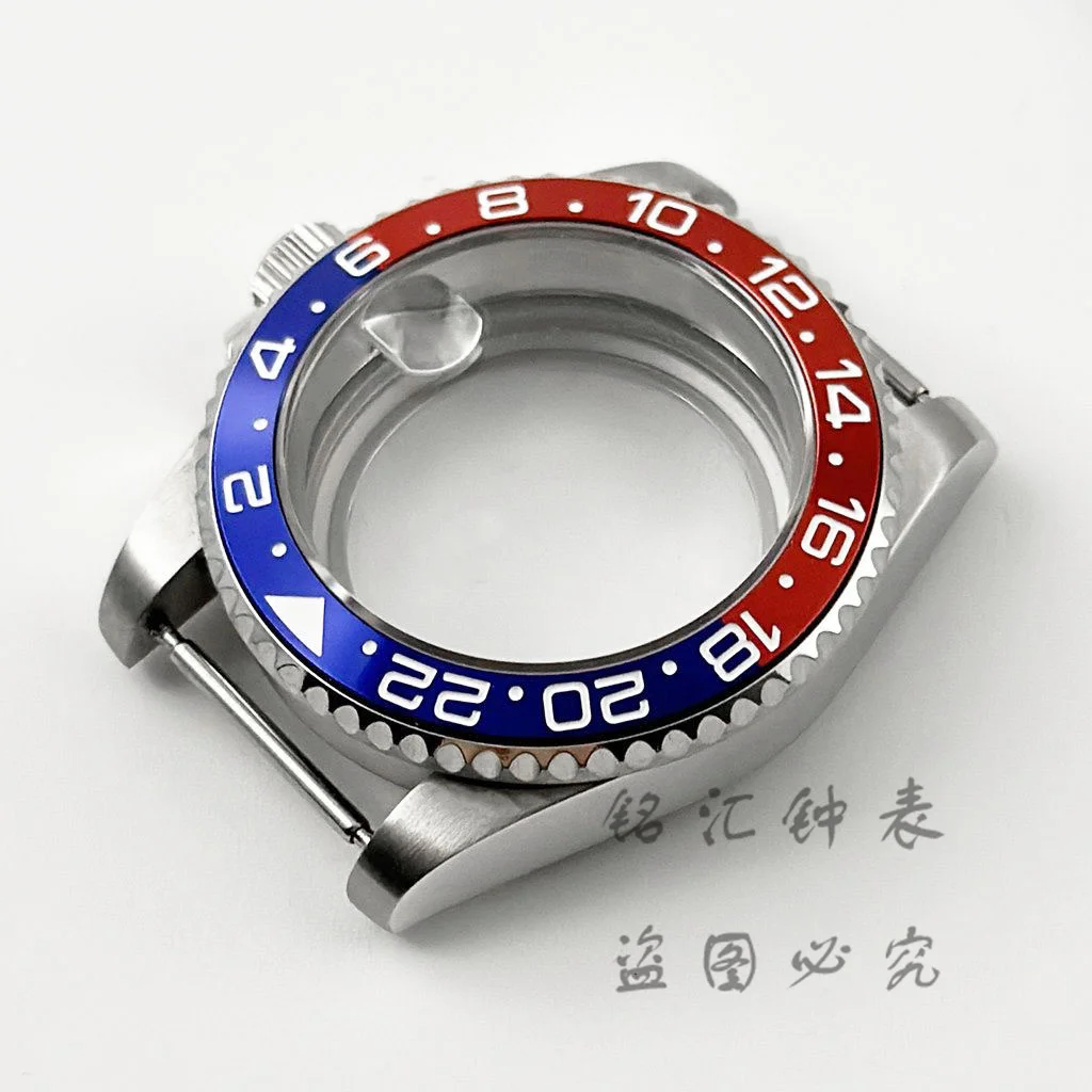 High-Quality 40MM GMT Watch Case with Aluminum Bezel, Stainless Steel Finish