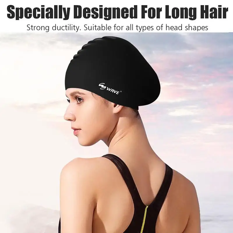 Silicone Swimming Caps Men Women Waterproof Swim Cap with Ear Protect Diving Bathing Hats for Long Short Hair Pool Supplies 3