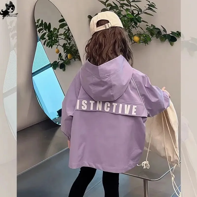 Stylish Children's Spring Autumn Windbreaker Jacket Girls Outerwear Trendy Top Fashionable Kids Clothes