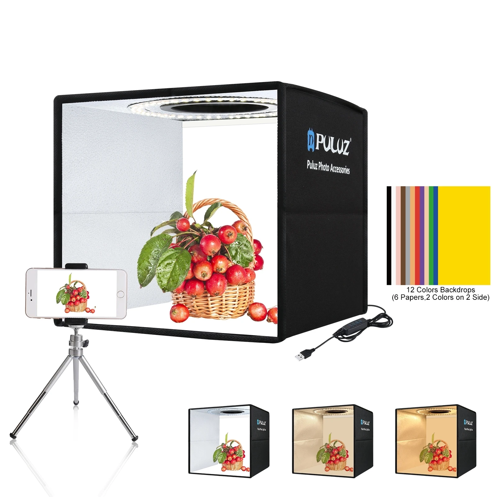 Ring Light 25cm Folding Portable 3 Modes Dual Color Temperature Ring Light Photo Lighting Studio Shooting Tent Box 12 Colors Backdrop led photo lighting photo studio box photo studio light tent ring light