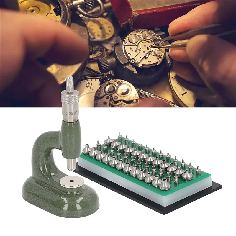 Watch Repair Tool Watch Press Set Back Case Closer Watchmaker Jewelling Tool Aluminum Alloy Green with 48Pcs Dies