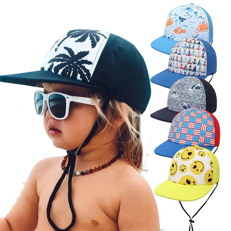 

Summer Baby Girls Peaked Hat Cartoon Boys Beach Hat Quick-dry Children's Sun Hat Outdoor UV Sunscreen Visor Cap for Toddler Kids