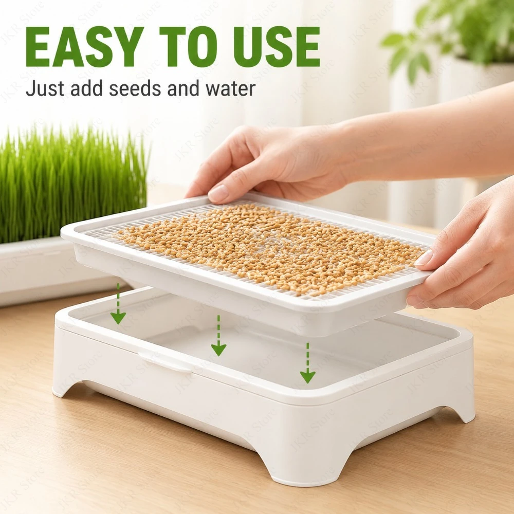 Indoor Pet Grass Planter - Soilless Hydroponic Kit