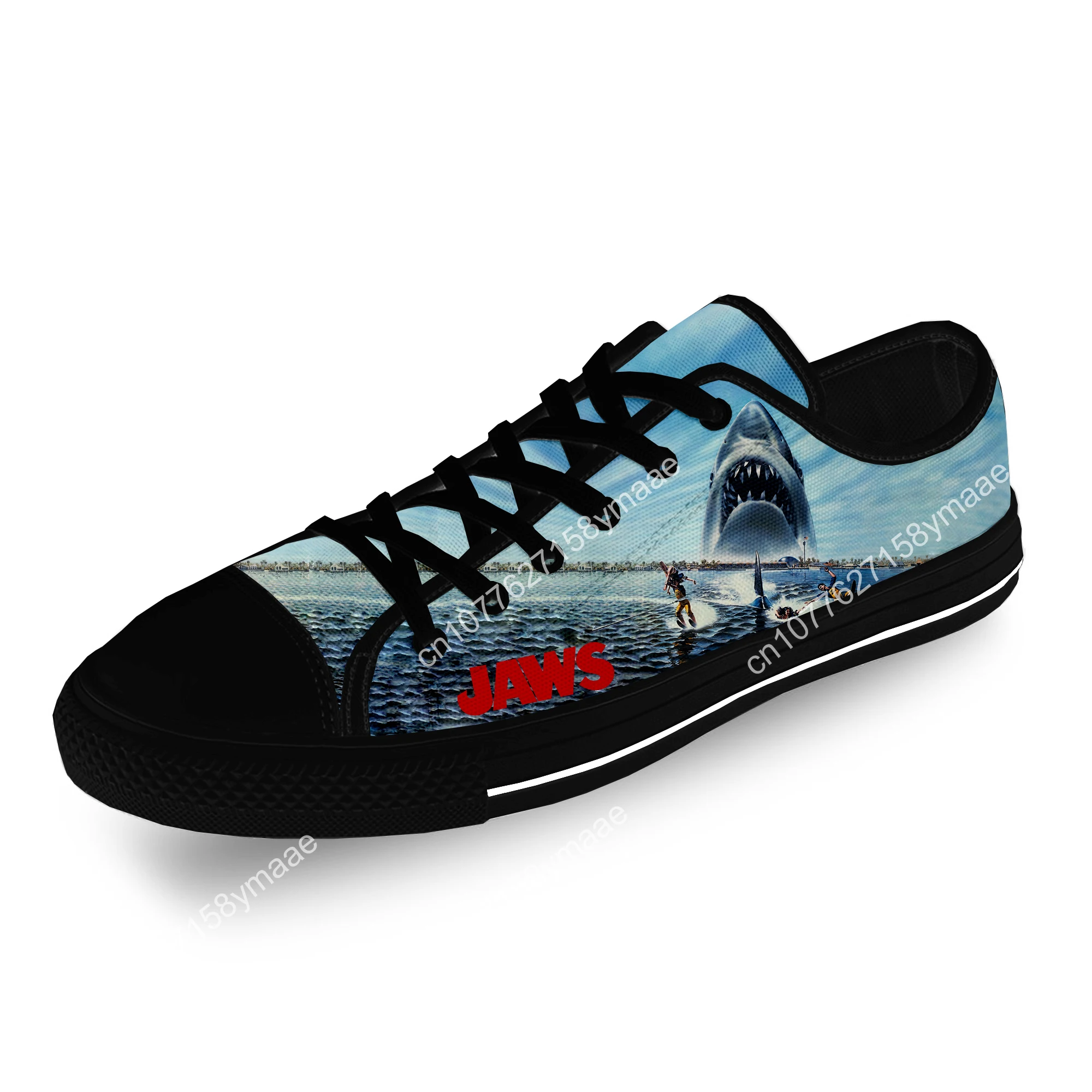 Jaws Movie Shark Horror Casual Funny Cloth 3D Print Low Top Canvas Fashion Shoes Men Women Lightweight Breathable Sneakers