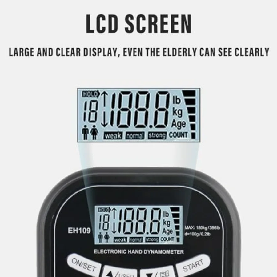 Grip Strength Tester and Trainer Set – Electronic Hand Dynamometer (400lbs/180kg) & Adjustable Resistance Grip，Electronic Counti