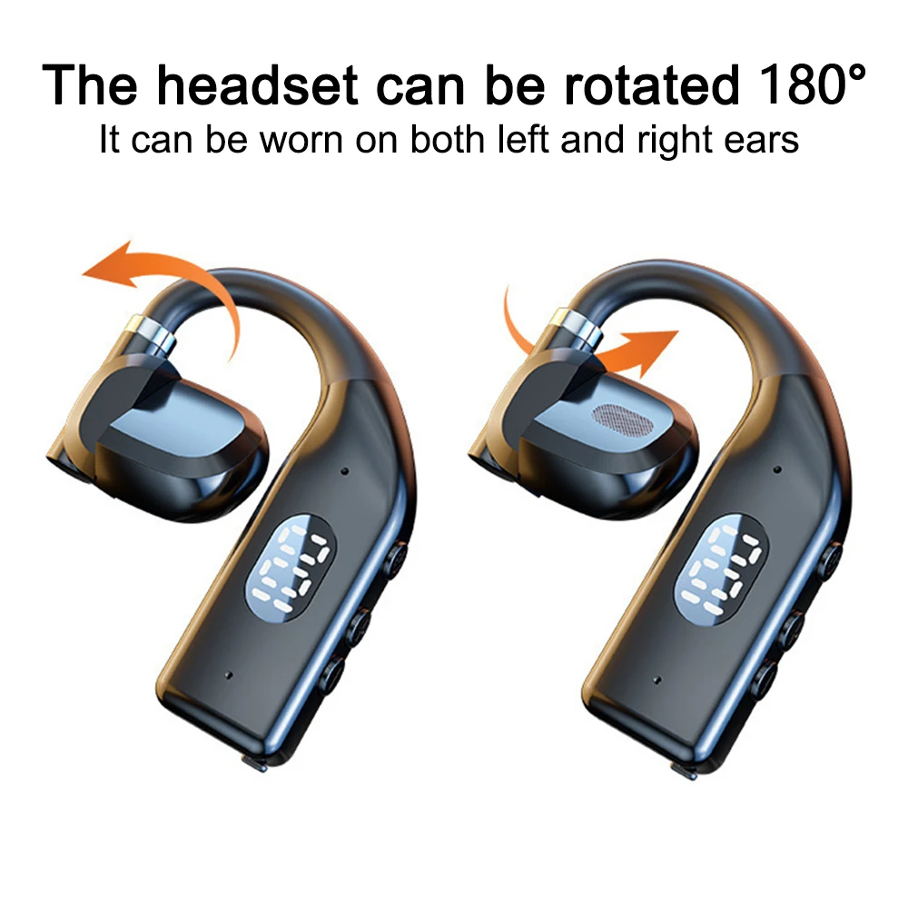 LED Single Earphones Long Standby Business Headphones Waterproof Mono Headset Outdoor Call Bluetooth 5.3 Wireless Earbuds 6