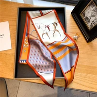 2023 Fashion Horse Print Silk Scarf Women Thin Neck Long Scarves Narrow Office Lady Shawl Bandanas Bag Female Skinny Hairbands 2