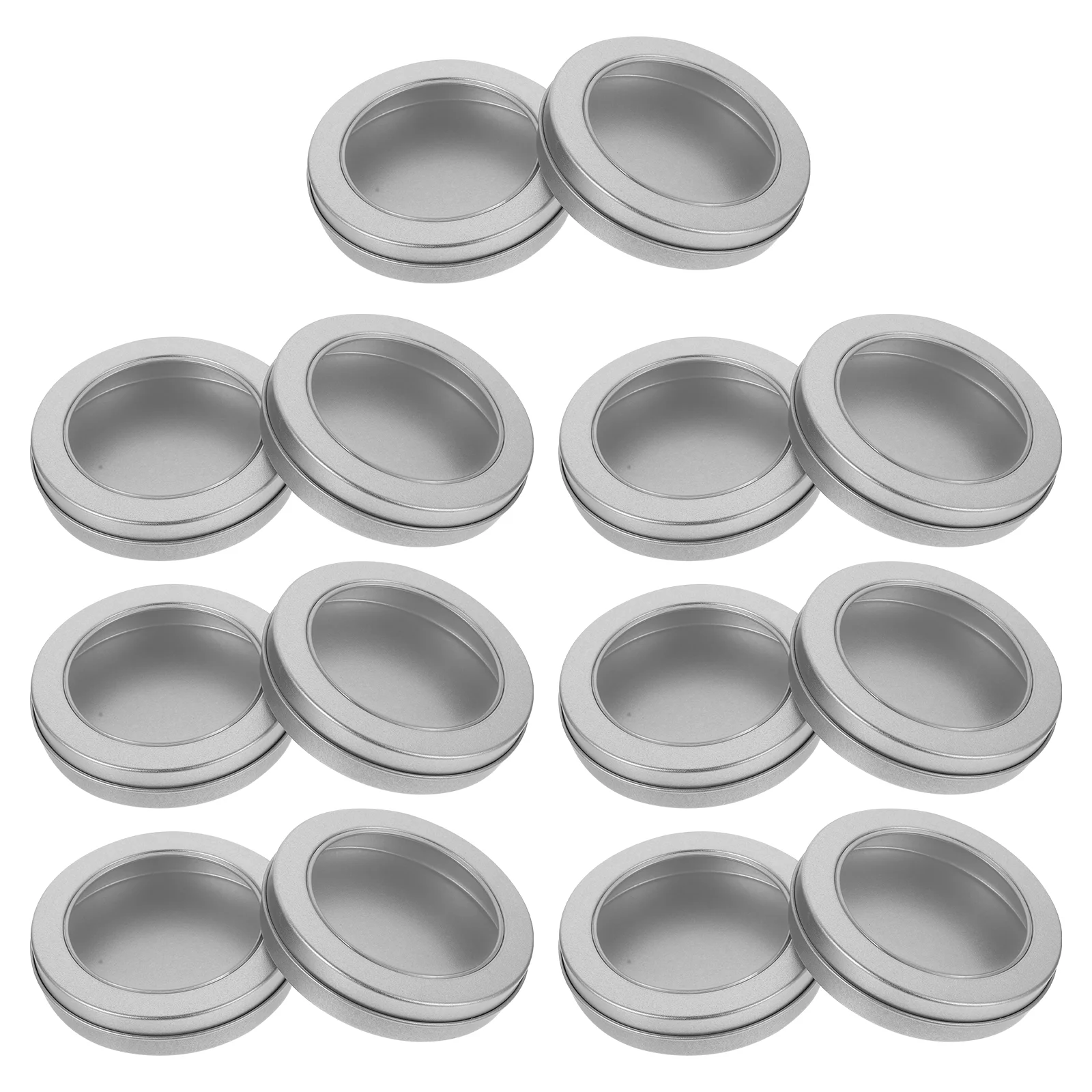 

Metal Tin Jar 10Pcs Round Tin Container Candy Cookie Holder Clear Lid Refillable Mini Item Containers Jewelry Sundries Organizer