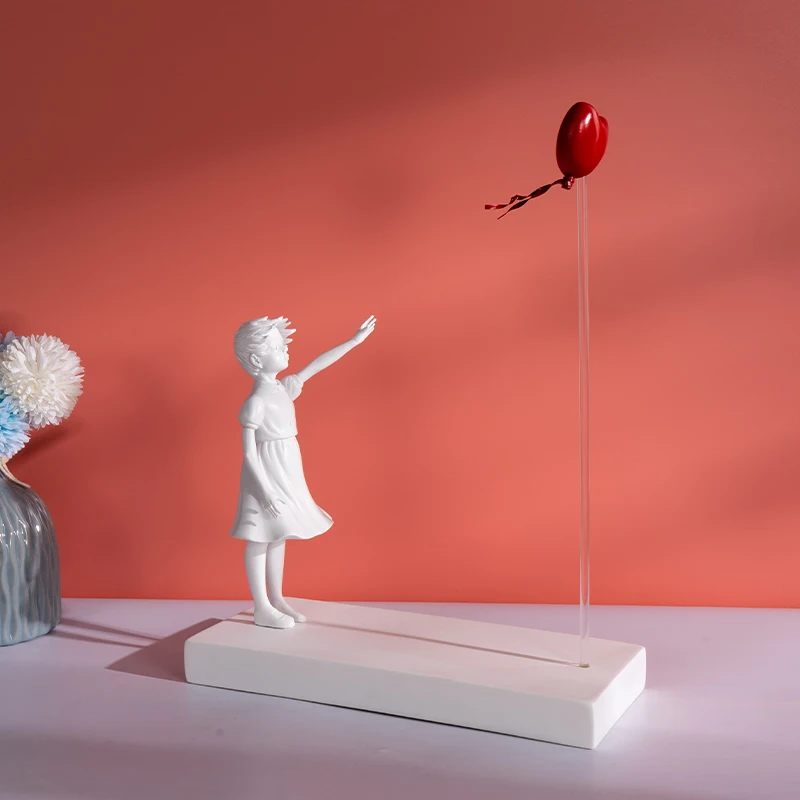 Heart Balloon Flying Girl  Inspired By Banksy Artwork Modern Sculpture Home Decoration Statue Decoration Large Crafts Ornament