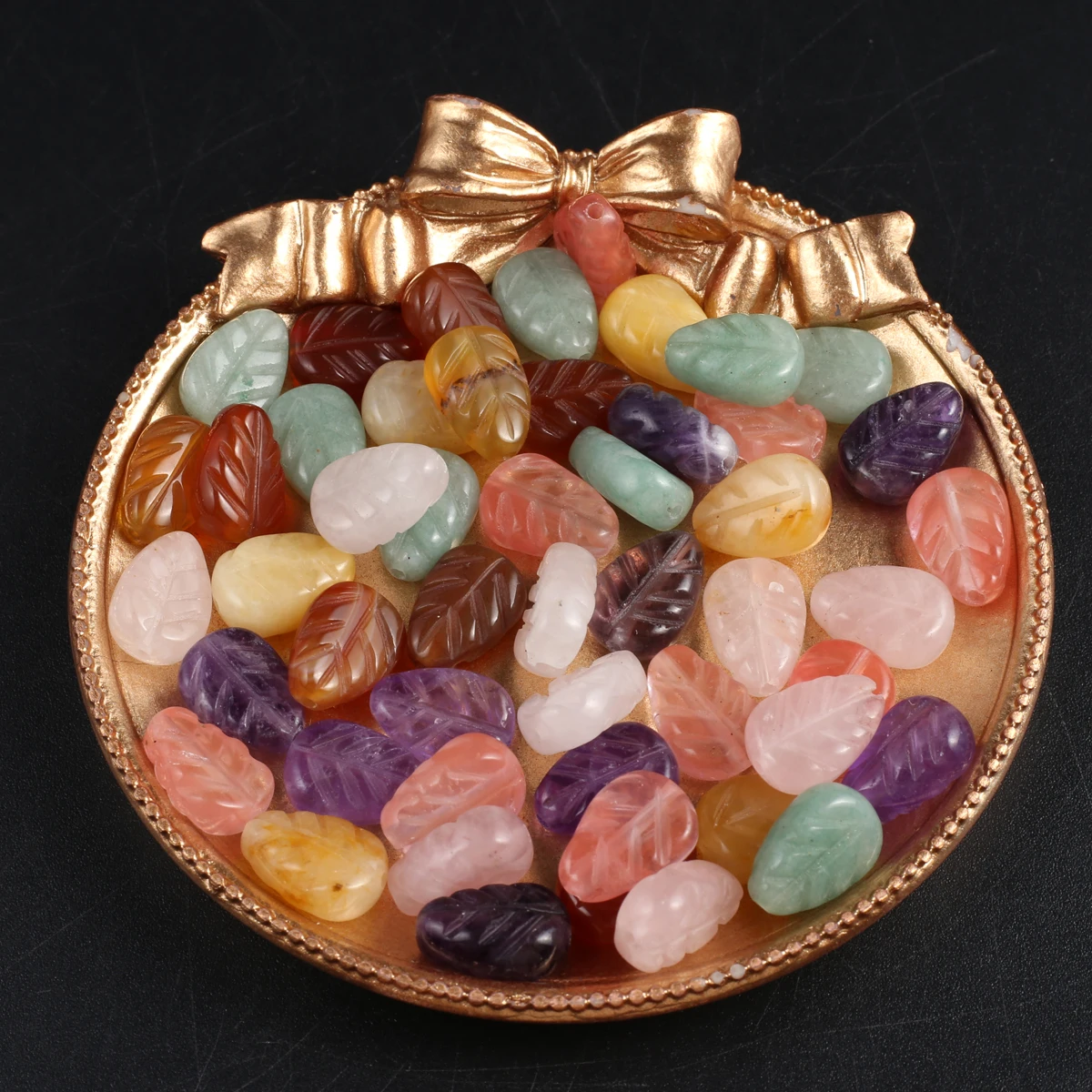 25PCS Wholesale Carved Natural Stone Leaf Shape Small Pendant Charm Jewelry Making DIY Necklace Earrings Accessories Gift