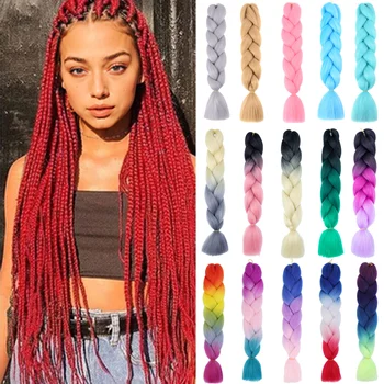 24 Inches DIY Jumbo Braiding Hair Synthetic Hair Extensions Afro Ombre Crochet Braid Hair Wholesale For Women 1