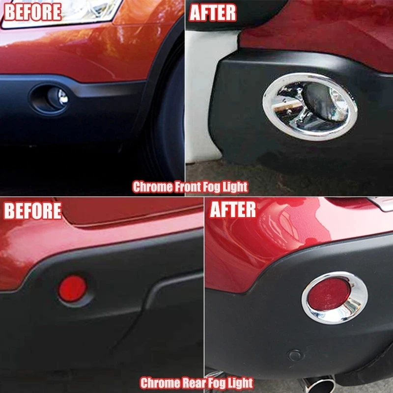 

For Nissan Qashqai J10 Dualis 2008 2009 - 2015 Front Foglight Cover Rear Reflector Fog Lamp Fame Trim ABS Chrome Car Accessories