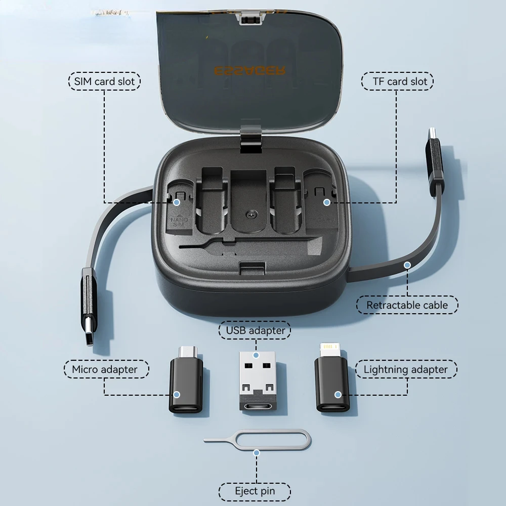 شاحن متعدد 60 وات للرحلات والسفر شحن سريع USB A/C...